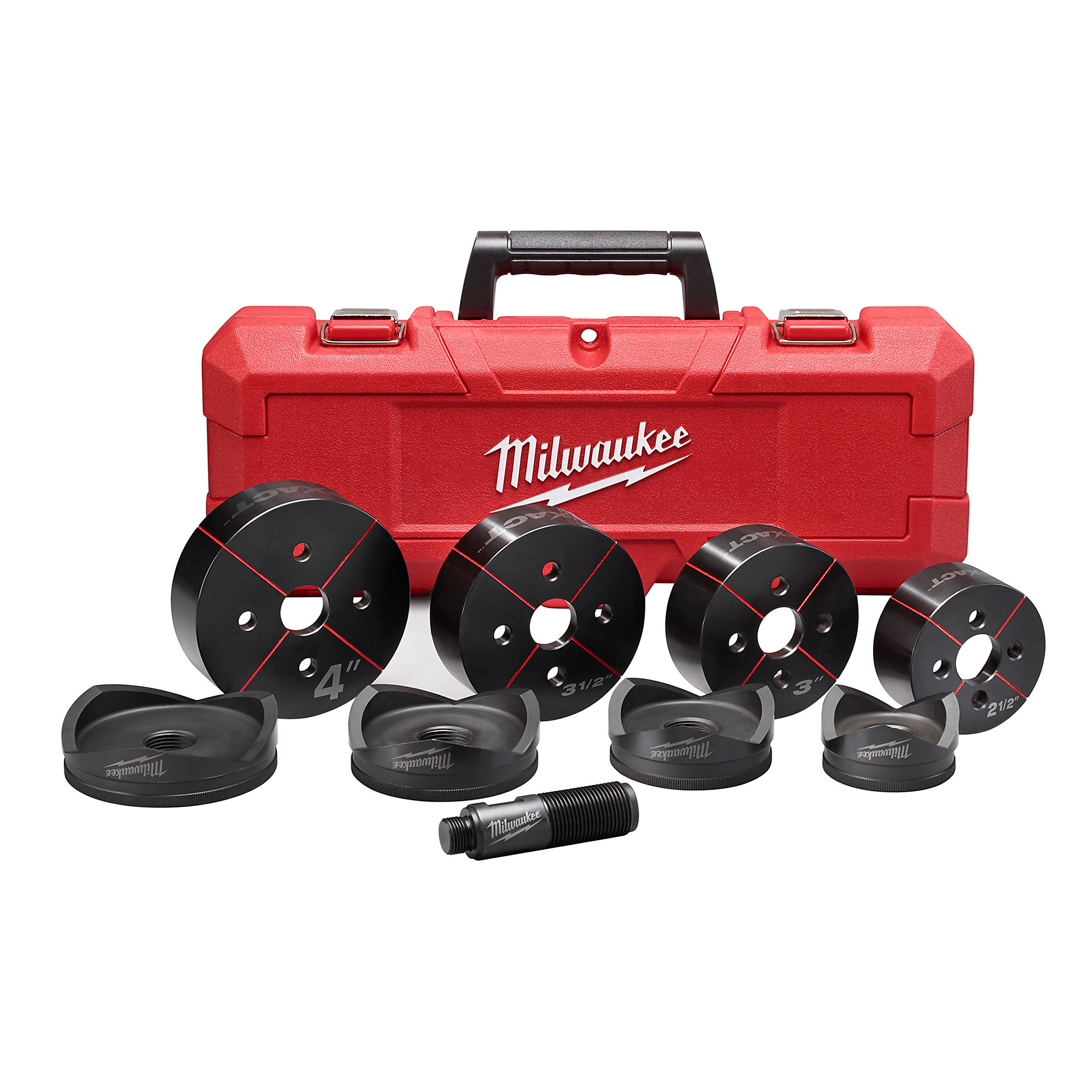 Milwaukee, Milwaukee EXACT 2-1/2in. to 4in. Knockout Set, Diameter 4 in, Length 4 in, Material Steel, Model# 49-16-2695